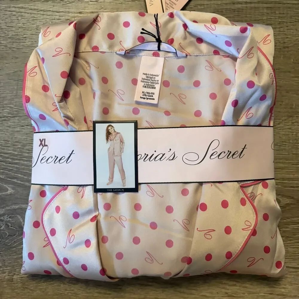 Victoria's Secret The Satin PJ Pink Polka Dot XL